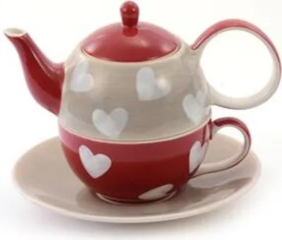 Produktbild von Tea for one Set "Corazon" Keramik, 4 teilig Kanne: 0,4 l, Tasse: 0,2 l