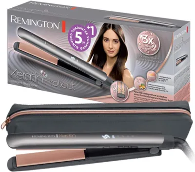 Produktbild von Glätteisen Keratin Protect mit Hitzeschutzsensor, 160–230°C, digitales Display, Keramikplatten mit Keratin & Mandelöl für glänzendes, gesundes Haar