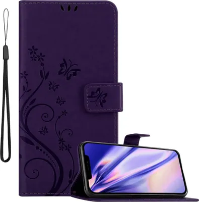 Immagine prodotto di Cadorabo Custodia per Apple iPhone 12 / 12 PRO Custodia protettiva in viola Custodia protettiva per telefono cellulare Custodia Fiori Custodia