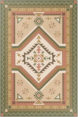 Produktbild von Spanische Geometrie ornamentales Muster – Vinylteppich – 140x210 cm – Indoor Teppich – Flur – Pflegeleicht – Modern