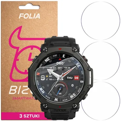 Produktbild von 3x Schutzfolie für den Bildschirm für Amazfit T-Rex 3 Pro 48 mm, Bizon Watch HydroFlex