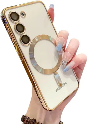 Image de Etui pour Samsung Galaxy S23 Magnetic Ultra Thin Transparent Case with Magsafe and Protective Camera Cover Gold