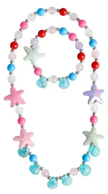 Produktbild von Kinder Meerjungfrau Schmuck Set Halskette und Armband mehrfarbig
