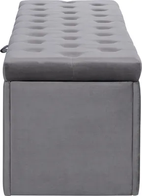 Immagine prodotto di okwish Panca da letto imbottita in morbido velluto, panca imbottita, panca con contenitore, design europeo, grigio