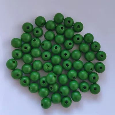 Produktbild von Holzperlen rund, 60 Stück, 10 mm, Grün dunkel