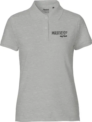 Produktbild von Huuraa Damen Polo Shirt Maldives my love XS Sport Grey Bio Baumwolle Fairtrade Poloshirt Geschenkidee