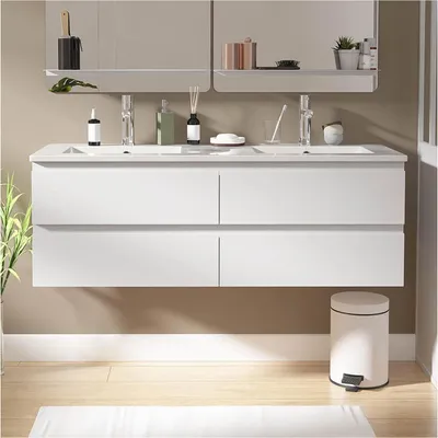 Immagine prodotto di Mobile bagno doppio 120cm con piano in Vetroceramica e rubinetteria SORRENTO