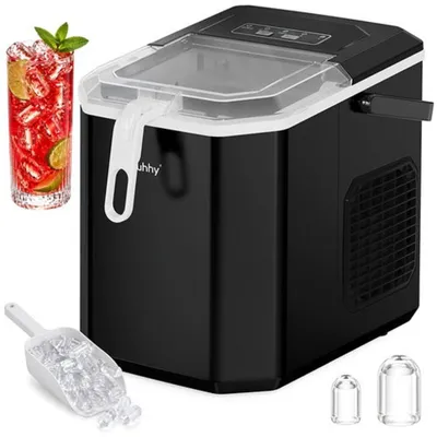 Immagine prodotto di Fabbricatore di ghiaccio nero, capacità 1,2 litri, produzione 12 kg/giorno