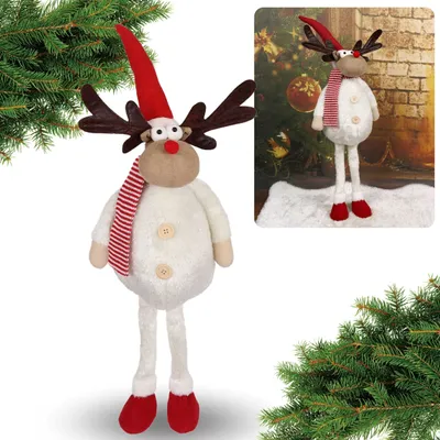 Produktbild von Weißes stehendes Weihnachtsrentier, Weihnachtsdekoration 75 cm