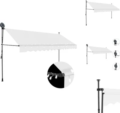 Immagine prodotto di vidaXL Tenda da sole retrattile a comando manuale con LED 400 cm crema - Tende da sole
