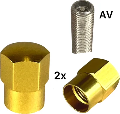 Produktbild von 2x Alu Ventilkappen AV Auto Ventil Gold