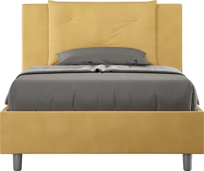 Produktbild von ITYHOME - Gepolstertes Bett mit Lattenrost 120x200 mit Mikrofaserbezug Ocker Appia