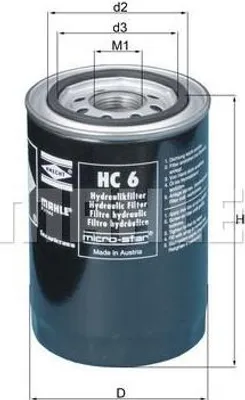 Produktbild von MAHLE Aftermarket Anschraubfilter für Arbeitshydraulik, 62 mm Durchmesser, 1"-12UNF-2B Anschlussgewinde
