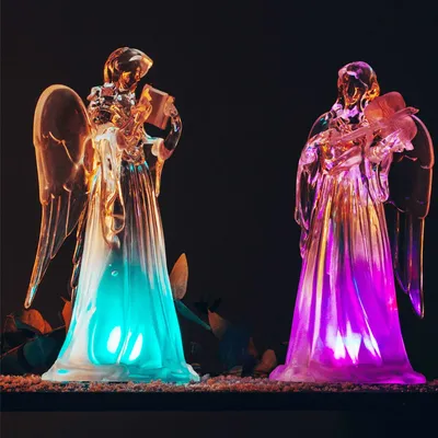 Produktbild von LED Figur Engel mit Buch Weihnachten Deko transparent Batterie Innen Skulptur