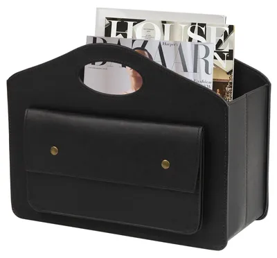 Produktbild von Faltbarer Leder Zeitschriftenhalter mit Griff und Vordertasche