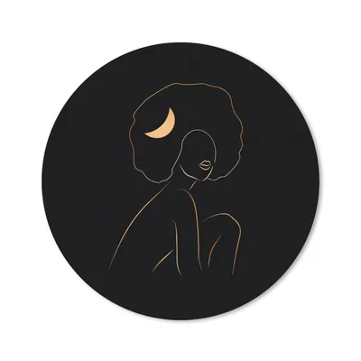 Produktbild von MuchoWow® Mauspad Mousepad Frau - Mond - Gold - Strichzeichnung 30x30 cm - Mousepads - Maus Mat - Pad - Mausunterlage - Tischunterlage - Schreibtischmatten