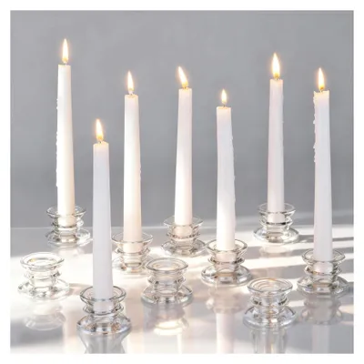 Produktbild von Kerzenständer für Stabkerzen: 10er Set aus Glas für Tischdekoration
