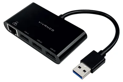 Produktbild von Ethernet-zu-USB-3.0-Netzwerkadapter und USB-A-HUB
