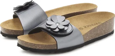 Produktbild von VIVANCE Pantolette Mule, Sandale, offener Schuh, Sommerschuh, grau metallic Größe 37