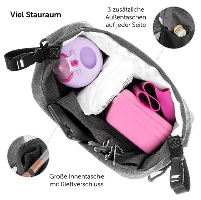 Produktbild von Zamboo Leichte Kinderwagentasche - Universal Beutel - Grau Schwarz