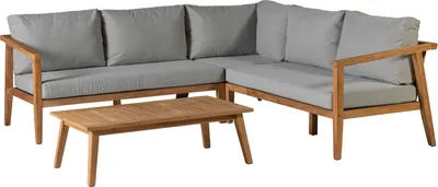 Productafbeelding van Exotan 'Lucca' loungeset voor de tuin, gemaakt van teakhout, met kussens, kleur grijs