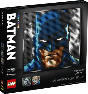 The image shows the packaging of a LEGO Art Jim Lee Batman Kollektion DIY-Poster for adults.