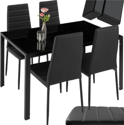 Produktbild von tectake® Esszimmergruppe Berlin 5-teilig gepolstert mit Kunstlederbezug