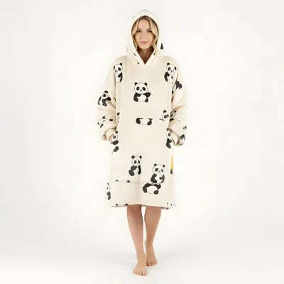 Zdjęcie produktu dla Bardzo Miękki Szlafrok Kocobluza Lazy Robe Panda 100 cm