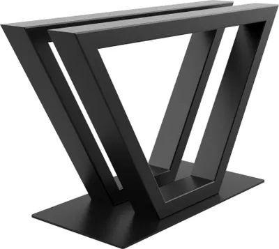 Produktbild von MetaloPro V-Frame Tischgestell, Stabile Metall Tischbeine für Esstisch, Moderne Schwerlast Stahlkonstruktion, Elegante Schwarze Tischkufen mit Bodenschonern, Perfekt für Wohnzimmer oder Büro