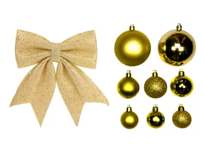 Immagine prodotto di Set di decorazioni natalizie 85 pezzi in scatola di lusso GOLDEN CHRISTMAS per albero di Natale 240-270 cm