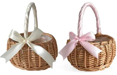 Image de Deux petits paniers tressés avec des anses – Paniers en rotin pour le rangement, la décoration et les fêtes