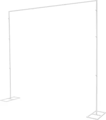Zdjęcie produktu dla Łuk ślubny i stojak na tło – kwadratowa rama – 2,4 x 2,4 m – żelazo – nośność 3–5 kg – podstawa 23×50 cm – biały