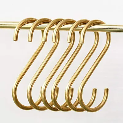 Produktbild von S-förmige Messinghaken, goldfarben, zum Aufhängen von Töpfen, Pfannen, Tassen, für Küche, Bad und Schlafzimmer.