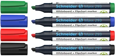 Produktbild von Schneider 293 Boardmarker nachfüllbar 4er Etui schwarz/rot/blau/grün