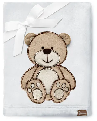 Immagine prodotto di Be Mammy - Morbida copertina per neonati, copertina coccolosa, copriletto con applicazione 3D, 76 x 102 cm BE20-168 (grigio chiaro - orsetto, 76 x 102 cm)