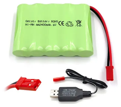 Produktbild von Gecoty® 6V 2400mAh Wiederaufladbarer NI-MH AA Akkupack mit Ladekabel (JST Stecker)