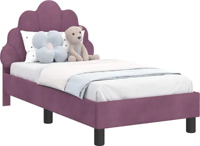 Image de vidaXL Sommier de lit d'enfant avec tête de lit Lila 70 x 140 cm velours