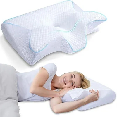 Produktbild von 2-in-1Nackenkissen Kopfkissen Ergonomisches Orthopädisches Kissen Gegen Nackenschmerzen Schlafkissen Memory Foam Kissen Seitenschläfer Rückenschläfer