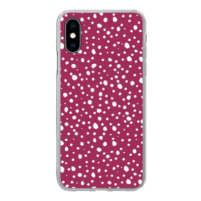 Produktbild von MuchoWow® Handyhülle Schutzhülle Hülle für iPhone X Tupfen - Rot - Weiß Silikon Softcase Handy Hülle - Handyhülle
