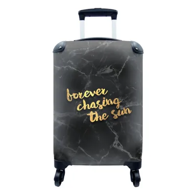 Produktbild von MuchoWow® Koffer Handgepäck Trolley Rollkoffer Kleine Reisekoffer mit 4 Rollen - Zitate - Sonne - Gold - Marmor - Cabin Size < 55x40x23 cm & 55x40x20 cm - Fotokoffer - Kabinenkoffer - Boardgepäck - Reise-Box - Reisekoffer - Reisegepäck - Koffer mit Bild - Trolley für Kinder