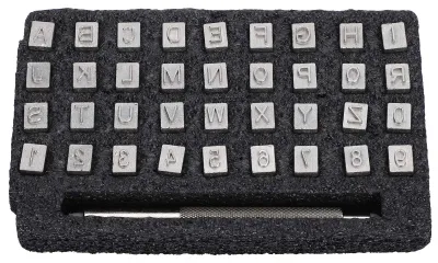 Lederstempel-Set, 36-teilig, Alphabet & Zahlen, 6,5 mm, mit Griff