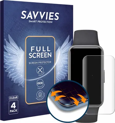 Produktbild von 4x Savvies Fullscreen Schutzfolie für Huawei Band 10 Displayschutz Folie Fullcover Klar Transparent