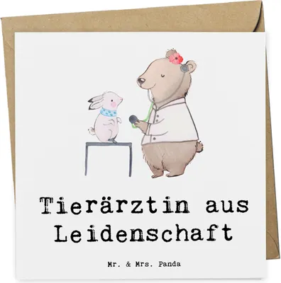 Produktbild von Mr. & Mrs. Panda Deluxe Karte Tierärztin Leidenschaft - Weiß - Geschenk, anlasskarte, Klappkarte, doppelkarte, Grußkarte, faltkarte, Glückwunschkarte