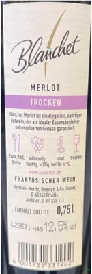 Produktbild von Blanchet Merlot trocken | 12 % vol | 0,75 l