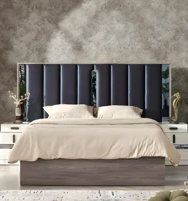 Image de Modèle de lit design Luxe Lits de chambre Designer Gris Moderne