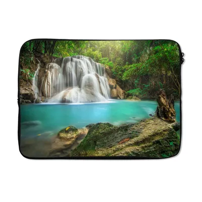 Produktbild von MuchoWow® Laptop Hülle 14 ZollWald - Wasserfall - Natur Laptoptasche - Laptoptasche - Stoßsicher - Schutzhaube
