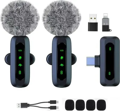 Produktbild von Mini Wireless Lavalier Mikrofon Android iPhone, iOS -Geräte - Rauschreduzierungs -Mic -Aufnahme, Clip auf Mikrofon, Video Tiktok, YouTube, Vlog -Podca