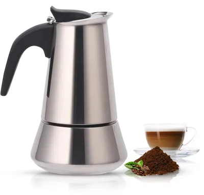 Espressomaschine für 10 Tassen, Edelstahl, Induktion & Gas