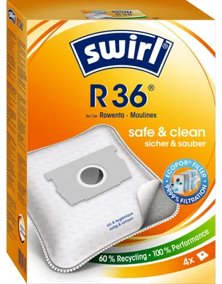 Produktbild von Swirl R 36 MicroPor Plus Staubsaugerbeutel für Rowenta und Moulinex Staubsauger | Dauerhaft hohe Saugleistung | Anti-Allergen-Filter | 4 Stück