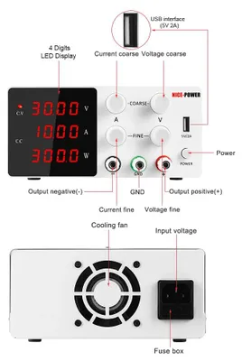Immagine prodotto di Alimentatore da laboratorio - Alimentatore DC - Alimentatore regolabile - Alimentatore - Alimentatore a tensione regolabile - Generatore di funzioni - 30V
